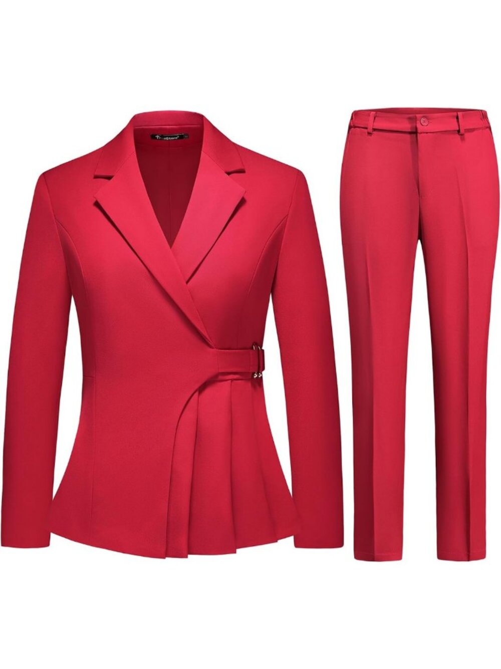 Chic Women's Solid Blazer & Pant Suit Set - Irregular 2 Piece Outfit for Work